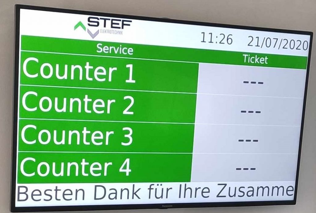 Infoscreen Warteschlangensysteme 